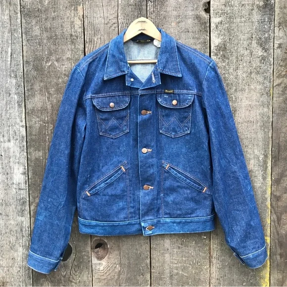 Vintage 70s Wrangler No-Fault Denims Trucker Jacket 38 L 74136NV - Picture 1 of 13